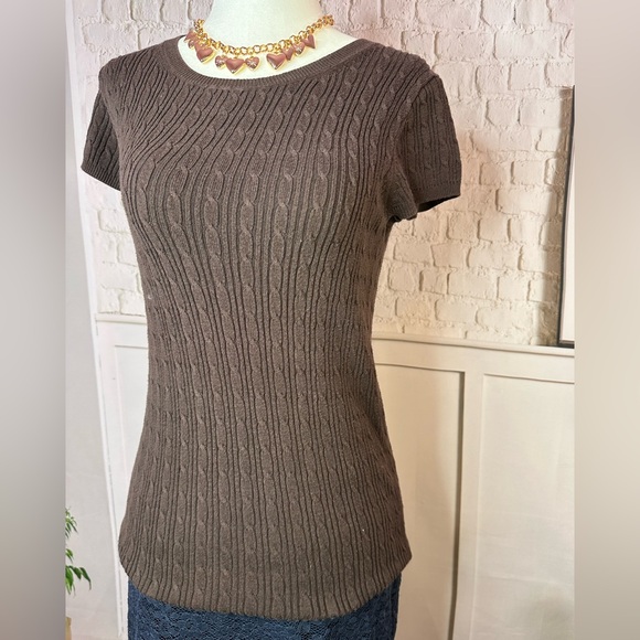 GAP Chocolate Cable Knit Sweater med - Picture 4 of 6